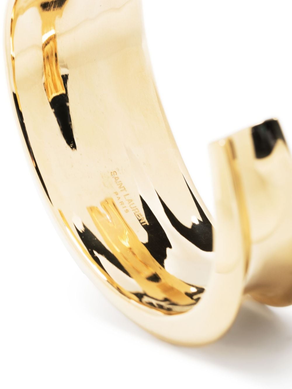Shop Saint Laurent Wide Polished Cuff Bracelet In Gold
