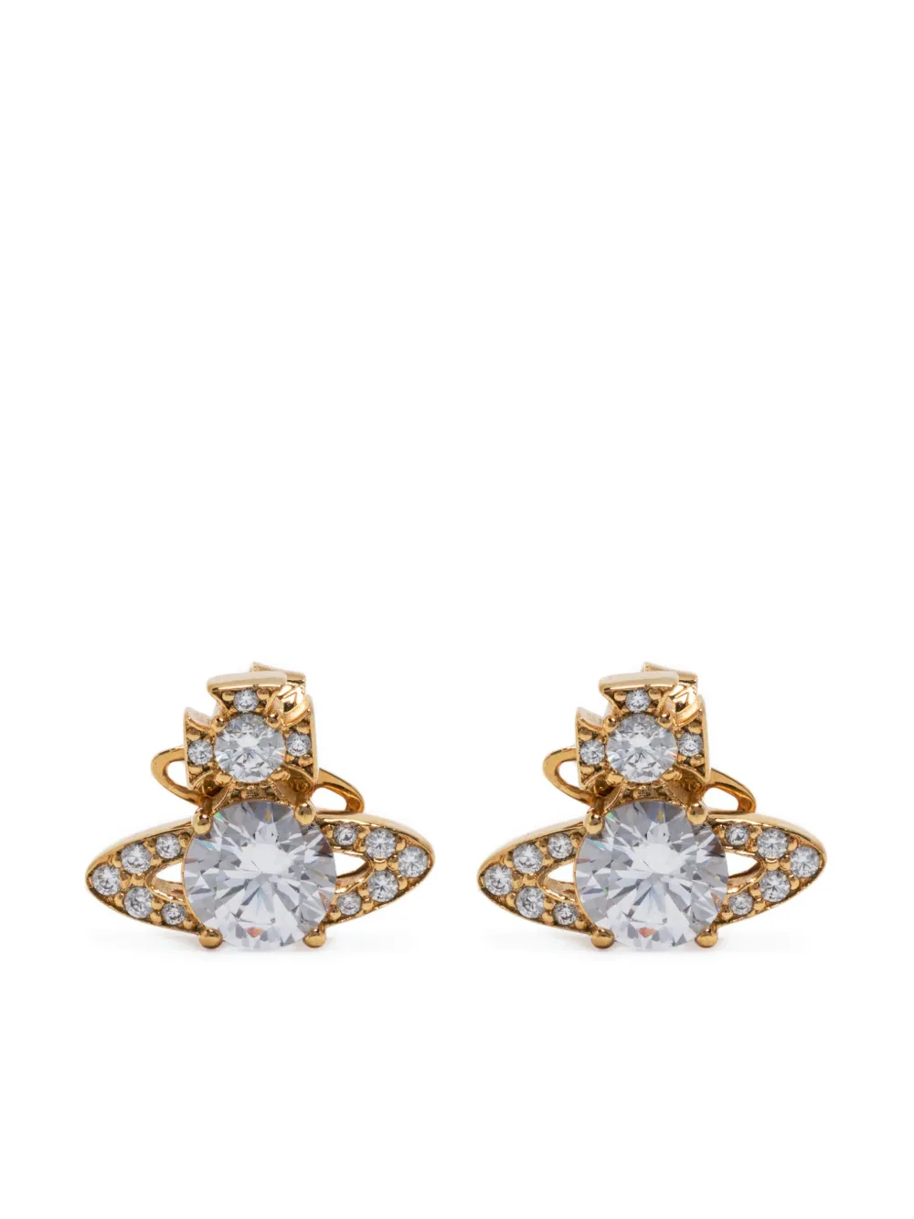 Vivienne Westwood Orbplaque crystalembellished Stud Earrings Farfetch