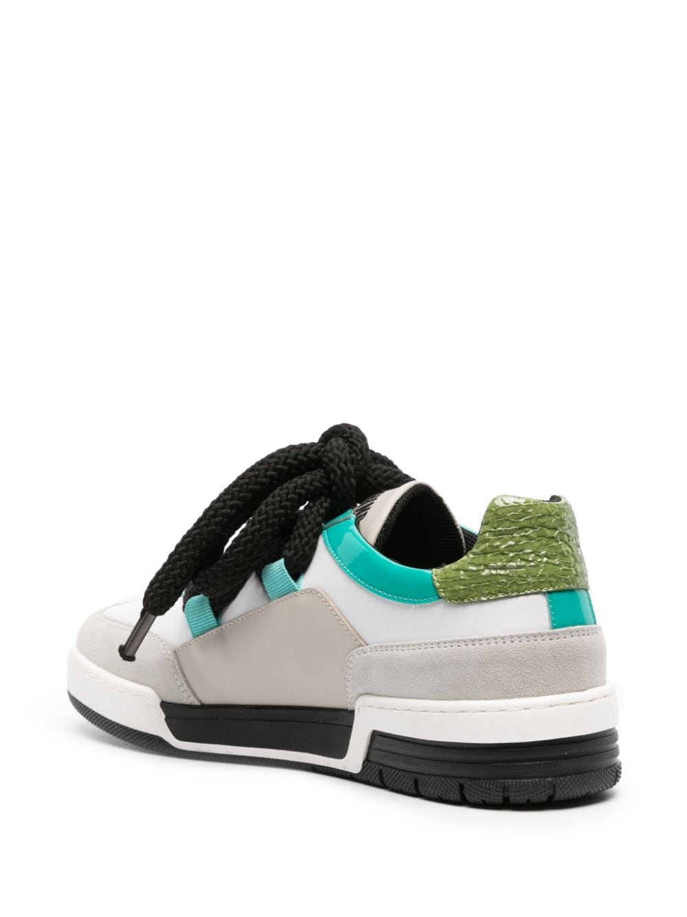Shop Moschino Chunky Leather Sneakers In White