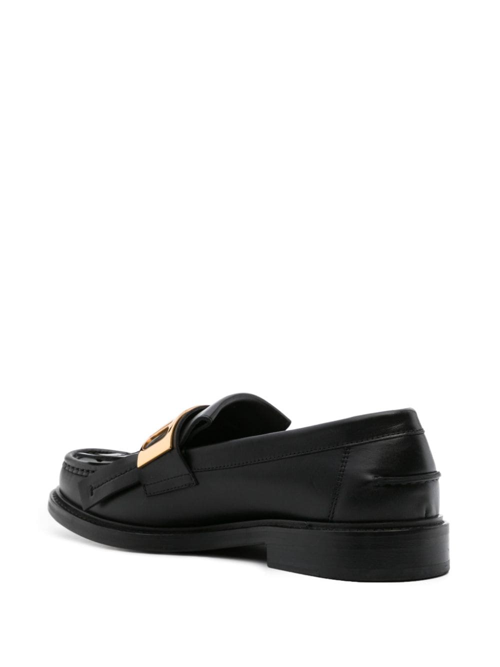 Shop Moschino Logo-plaque Leather Loafers In Black