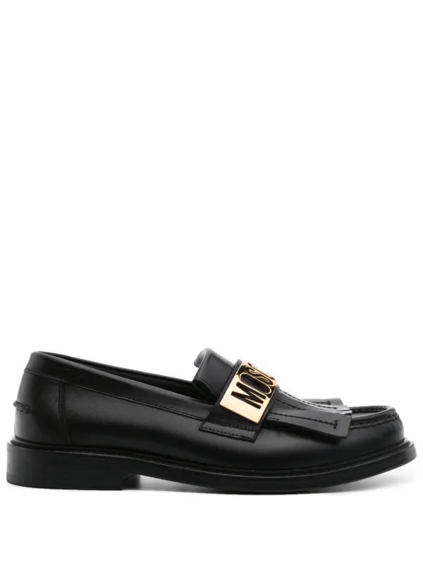 【関税込み】Moschino ブラック ロゴ ローファー Moschino Logo-Detailed Leather Loafers | Saks Fifth Avenue
