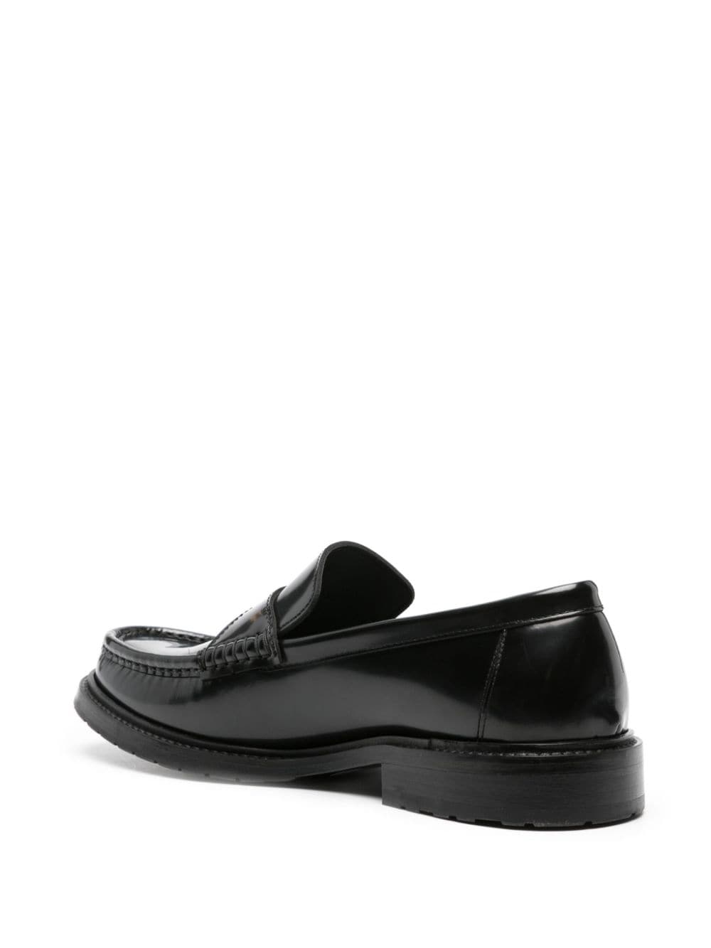 Shop Moschino Logo-debossed Leather Loafers In Black