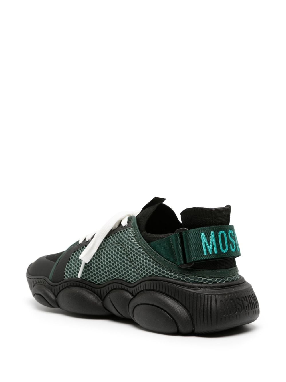 Shop Moschino Bear-motif Mesh-panel Sneakers In Black