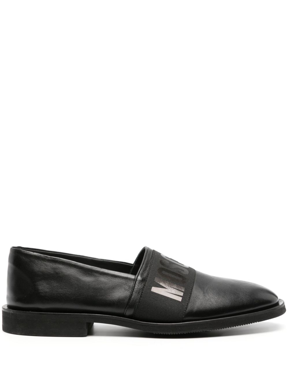 Moschino logo-print leather loafers - Black