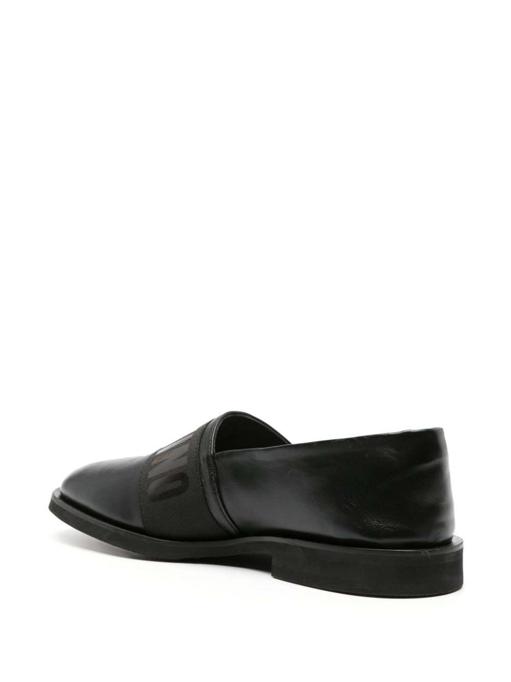 Shop Moschino Logo-print Leather Loafers In Schwarz