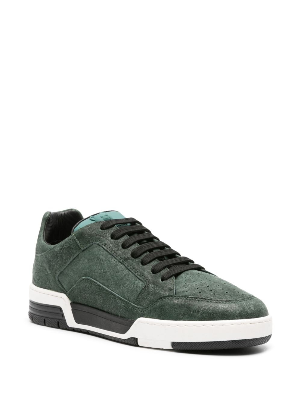 Shop Moschino Logo-embroidered Suede Sneakers In Green