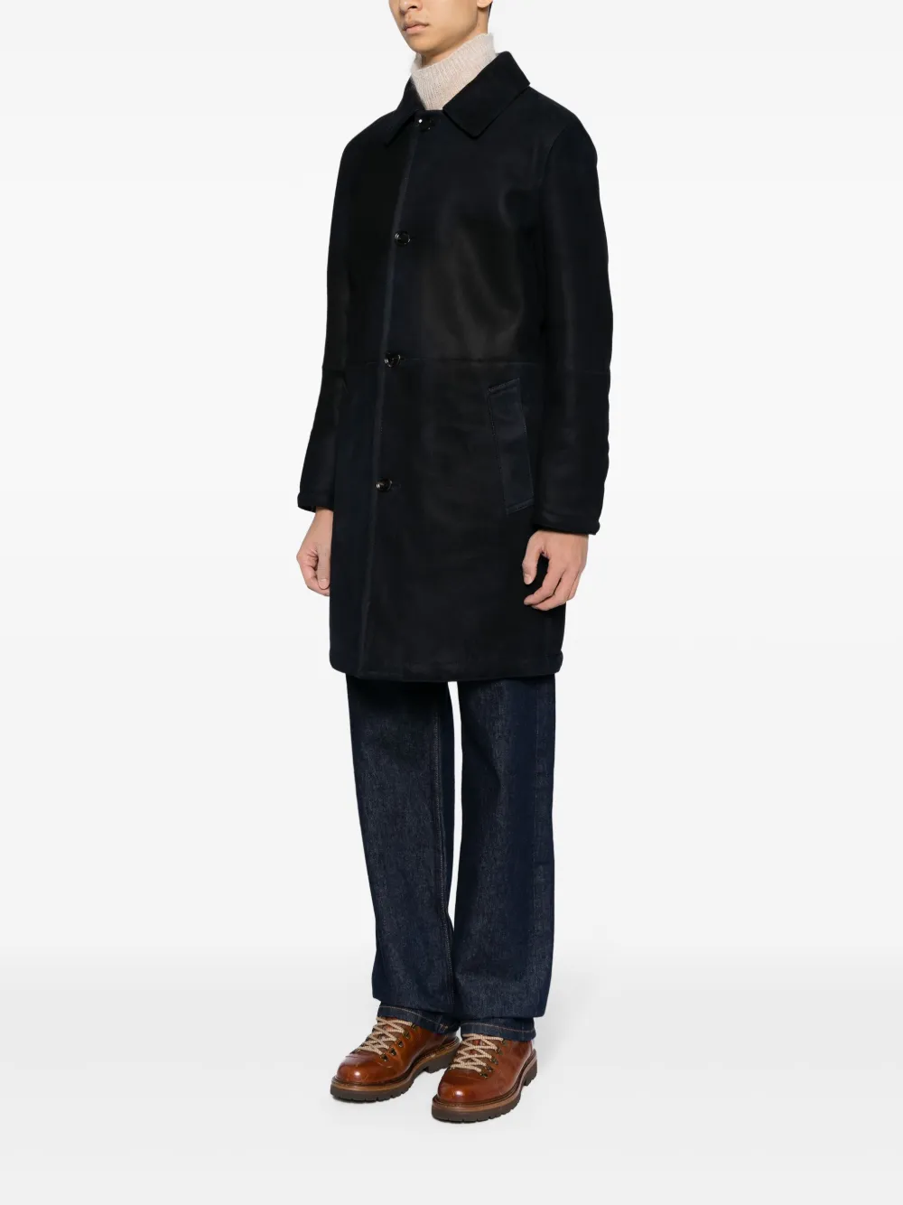 Shop Brioni Single-breasted Leather Coat In Black