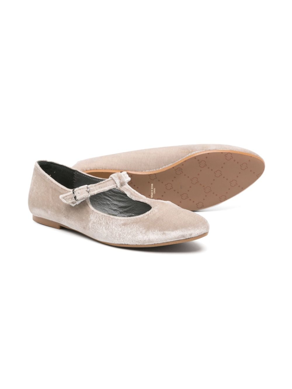Shop Eli1957 Velvet T-strap Ballerina Shoes In Neutrals
