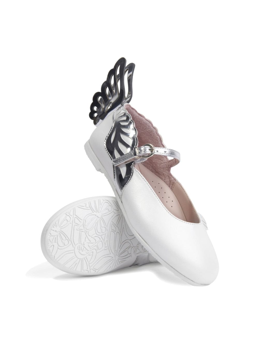 Shop Sophia Webster Mini Heavenly Leather Ballerina Shoes In White