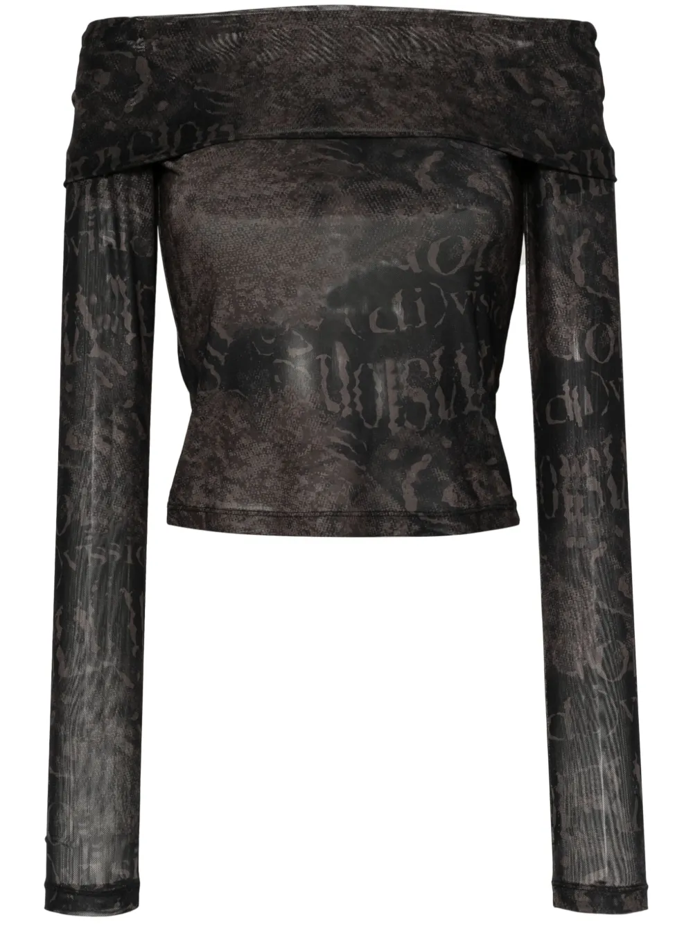 (di)vision  graphic-print mesh top | Black | Image 1