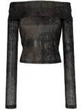 (di)vision graphic-print mesh top - Black