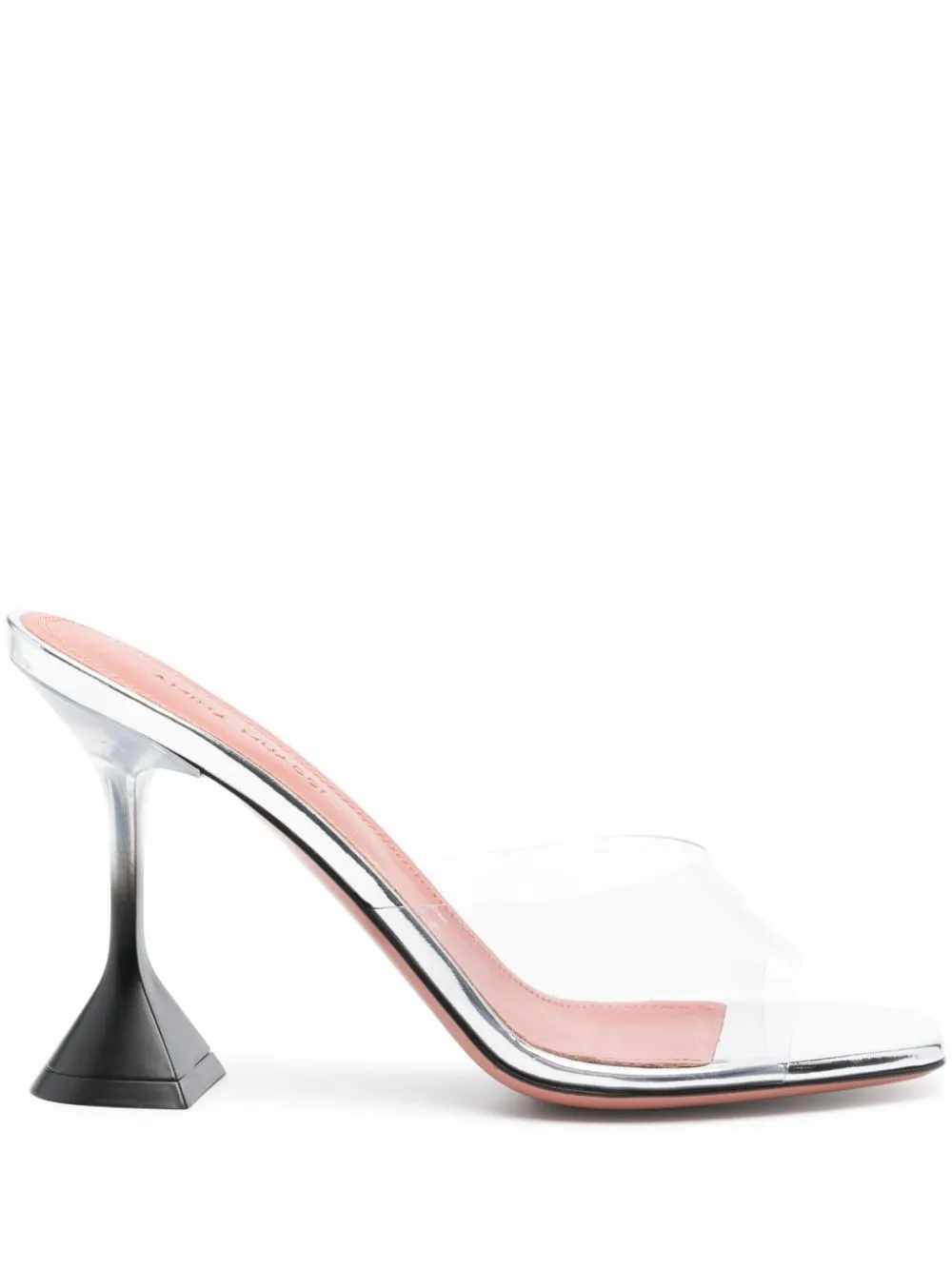 Amina Muaddi Lupita Glass Slipper Sandals Transparent And Black Ombre Heel In White
