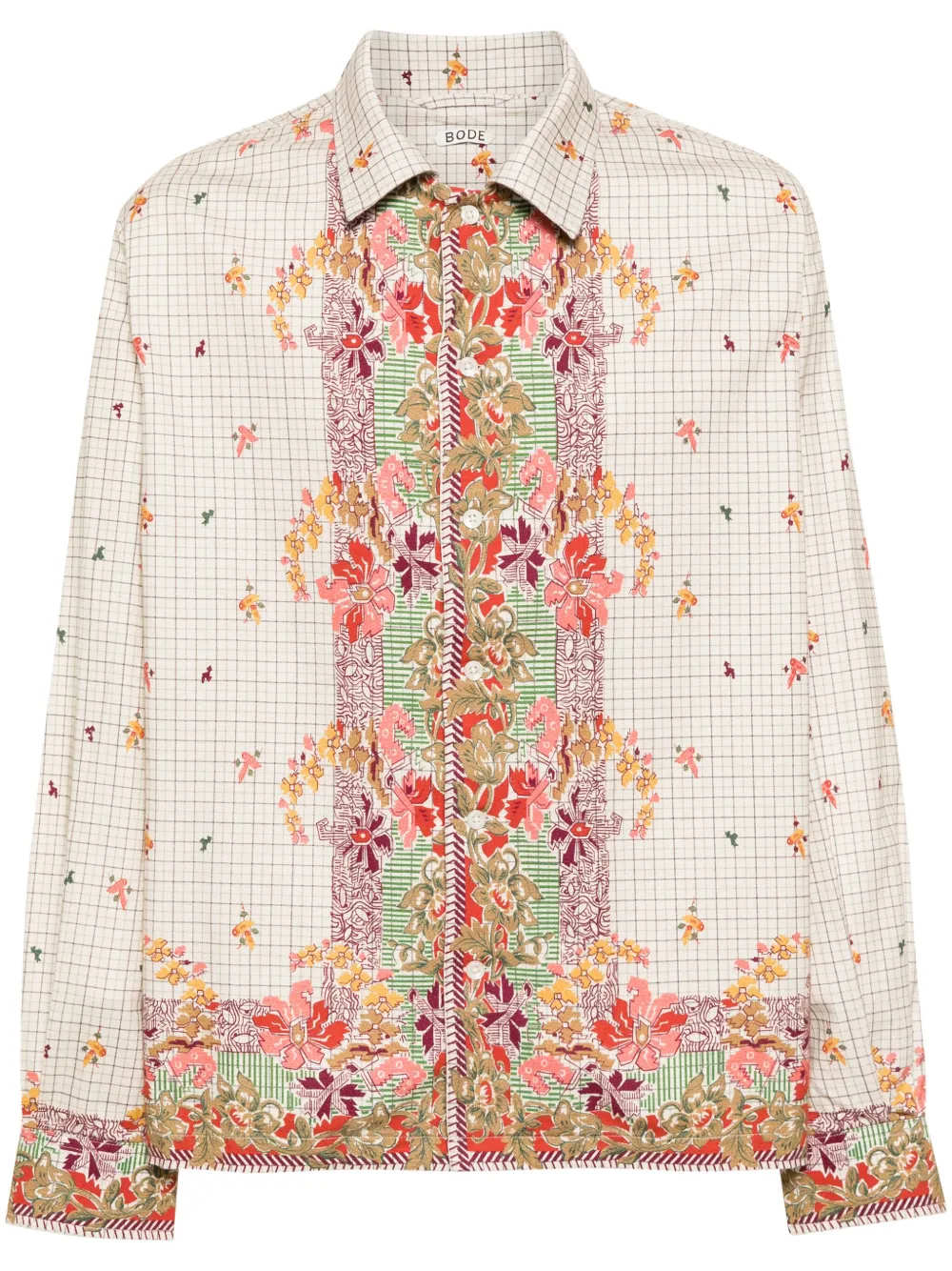 Bode Checked Cotton Shirt In Neutral