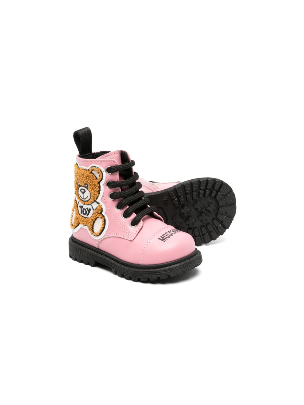 Moschino Kids Teddy Bear-motif leather boots - Roze
