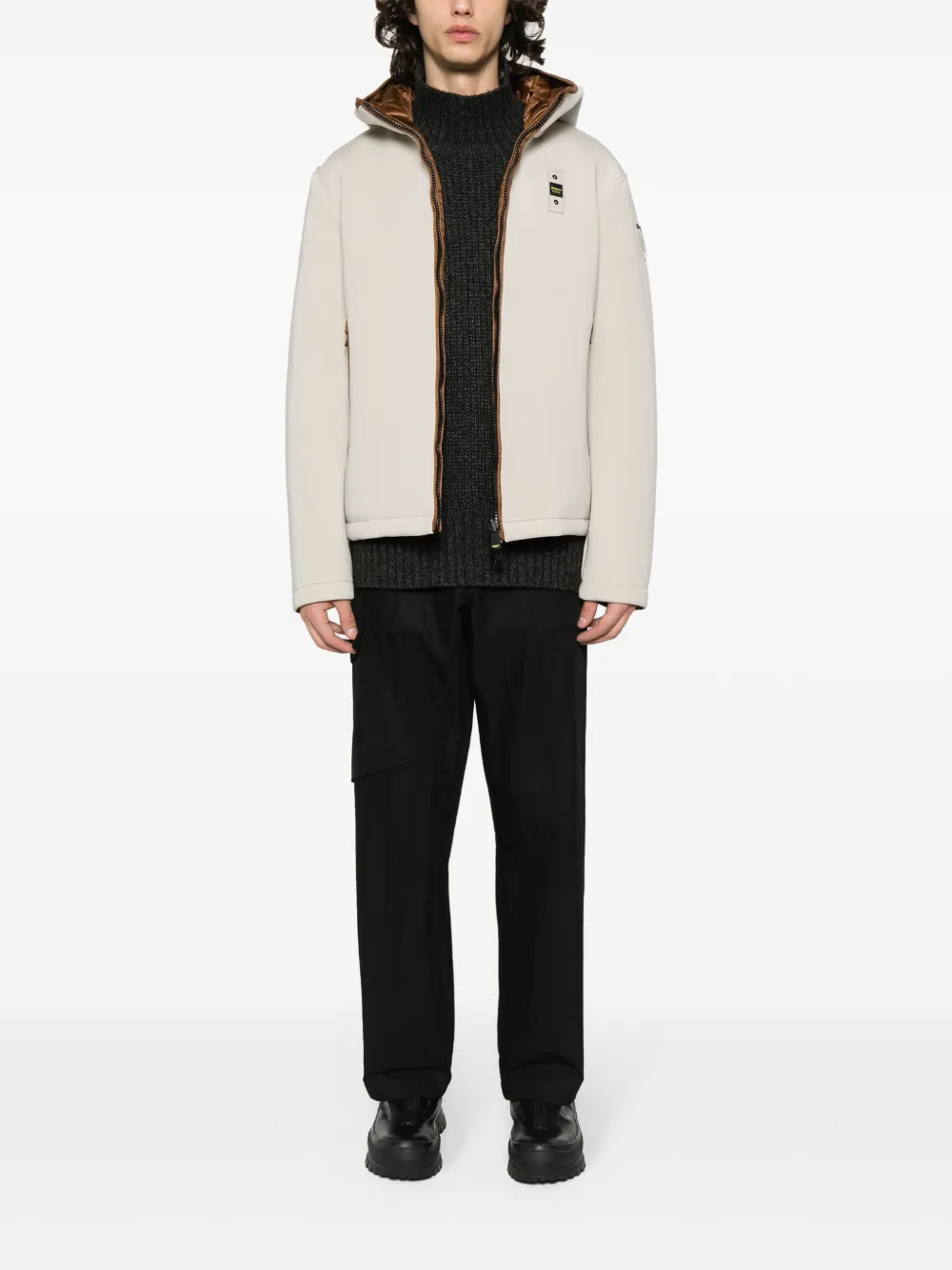 Blauer Jack met capuchon en rits - Beige