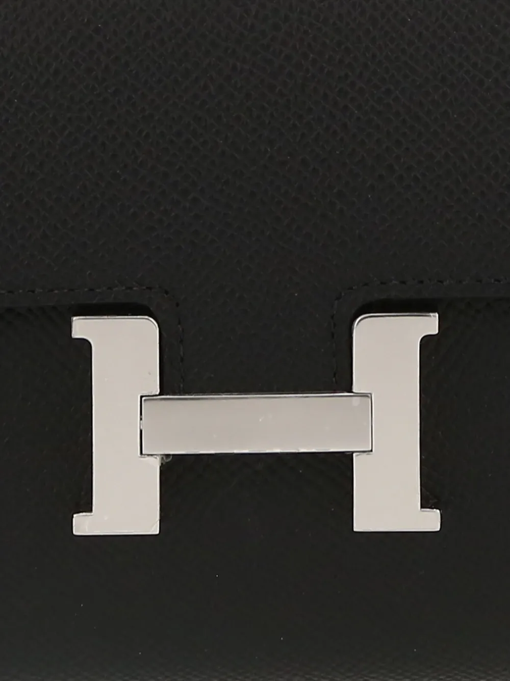 Pre-owned Hermes 2022 Constance Long To Go Strap Wallet In Black