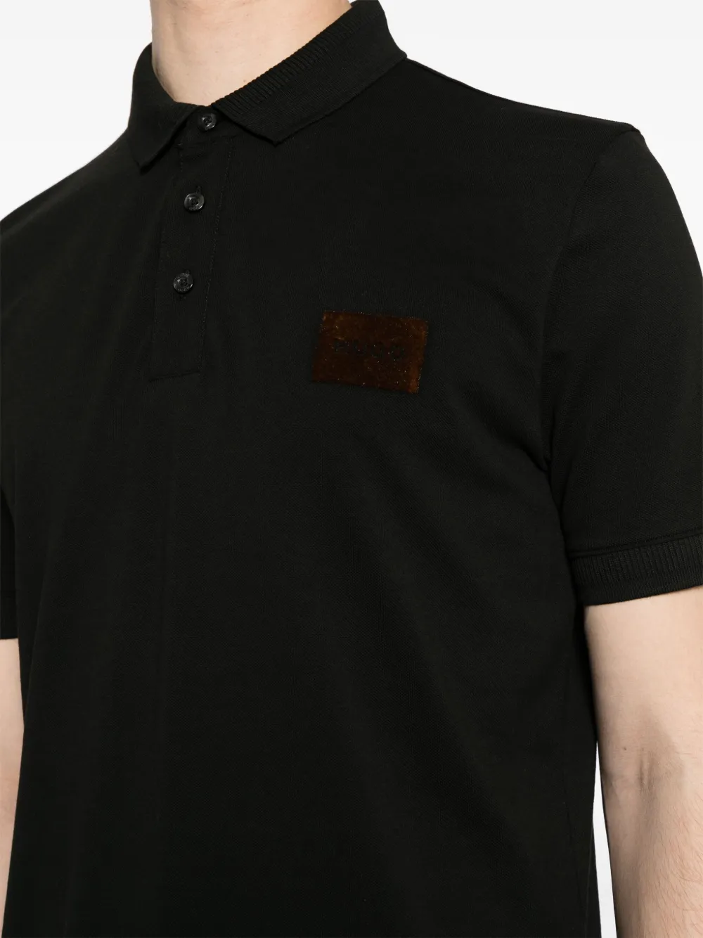 HUGO Poloshirt met logopatch Zwart