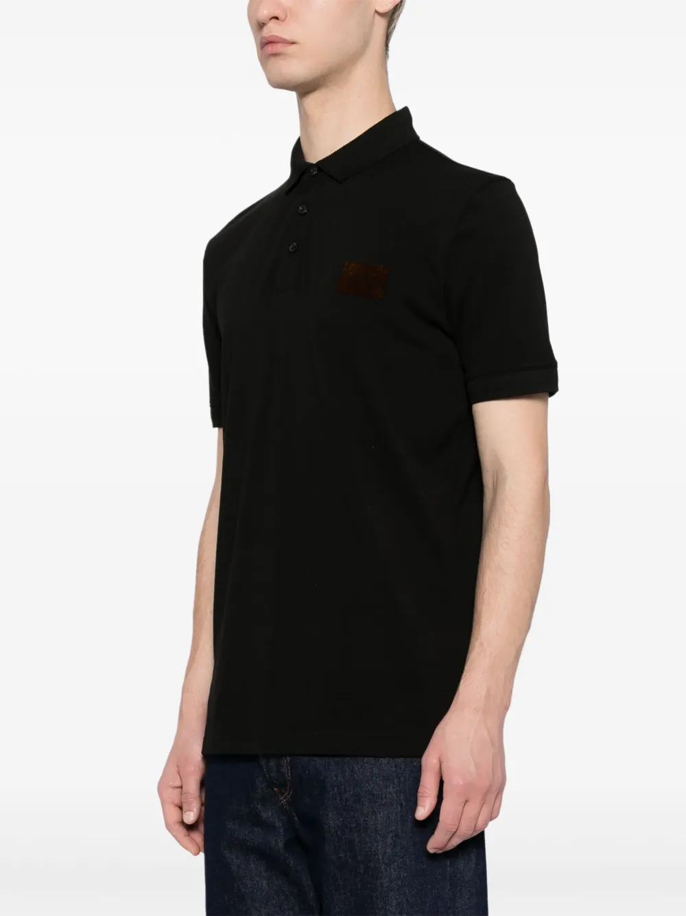HUGO Poloshirt met logopatch Zwart