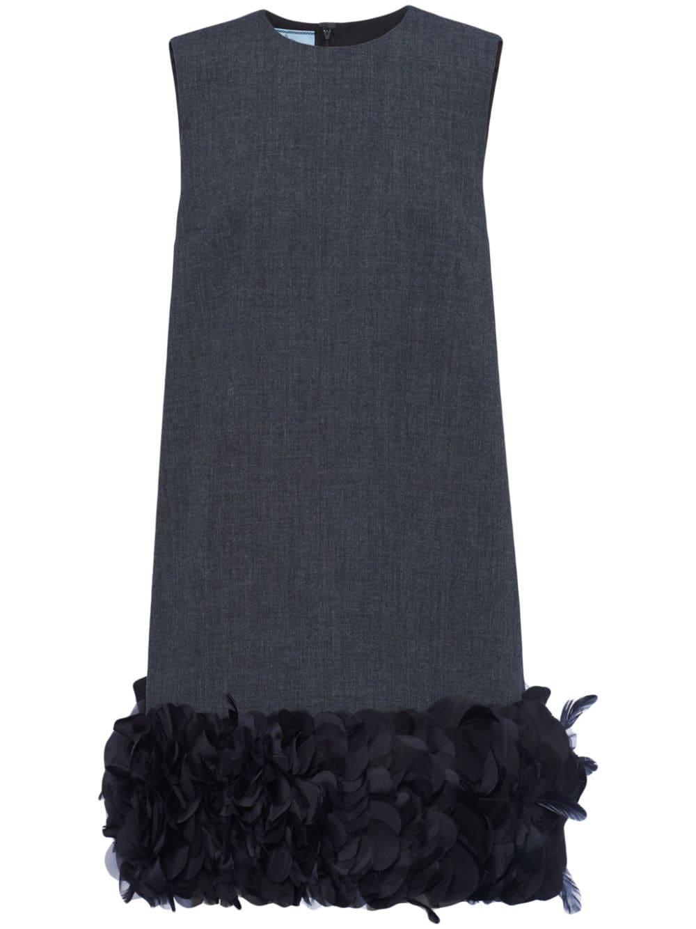 Shop Prada Petal-trim Wool Minidress In Grey