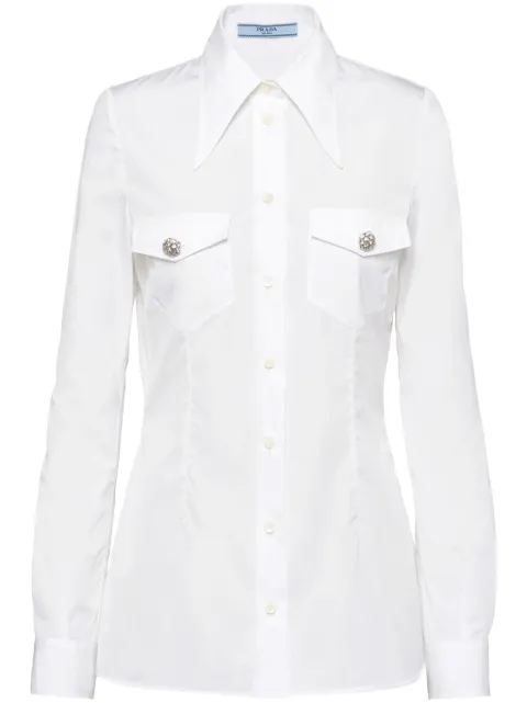 Prada jewel-buttons poplin shirt
