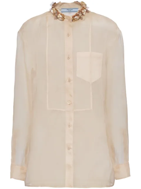 Prada embroidered organza shirt
