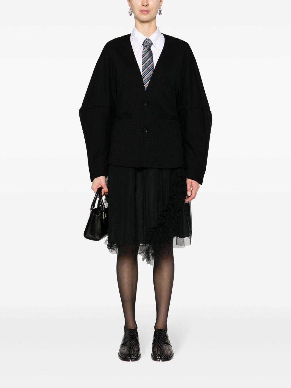 Shop Issey Miyake V-neck Wool Cardigan In Black