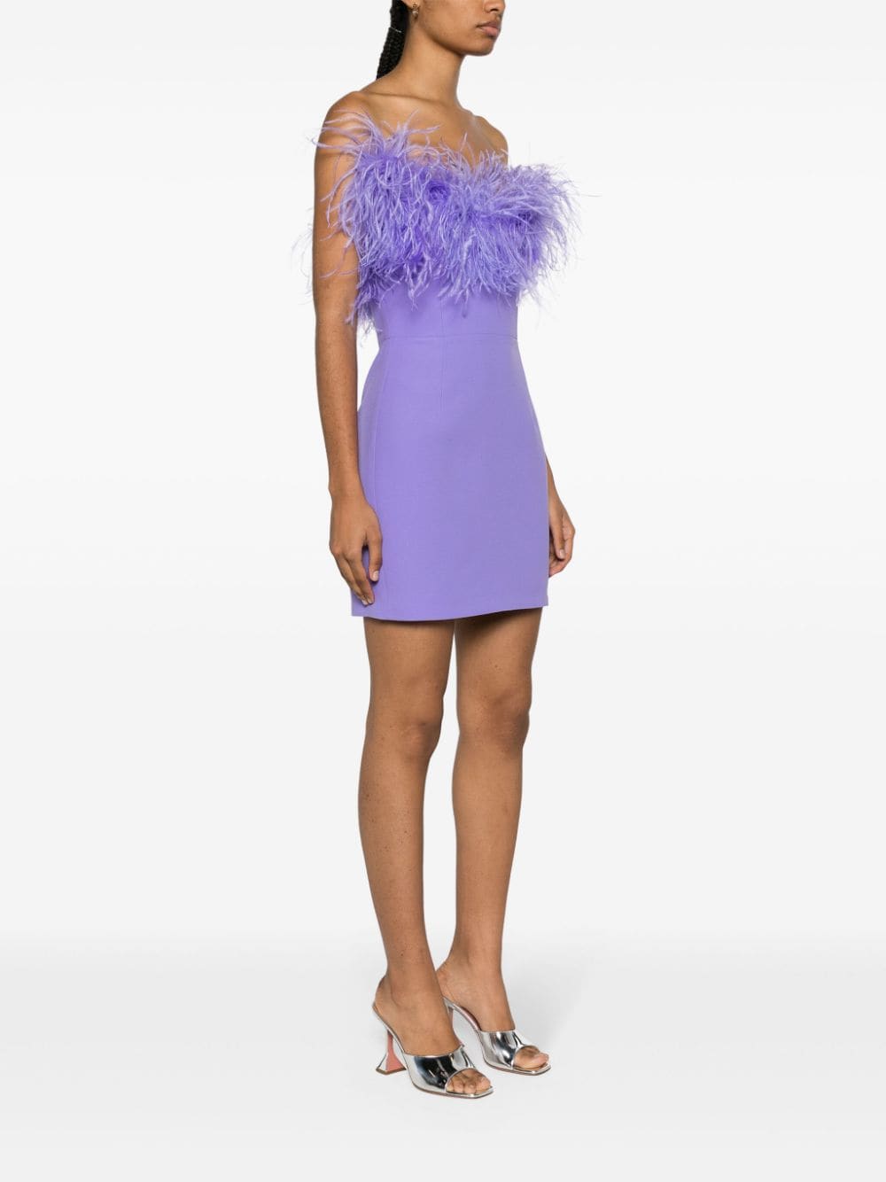 Shop The New Arrivals Ilkyaz Ozel Cynthia Feather-trim Mini Dress In Purple