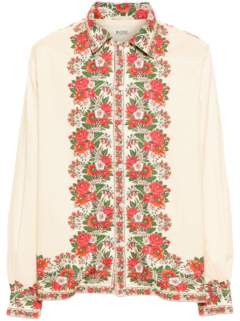 Bode Floral-print Cotton Shirt In Neutrals