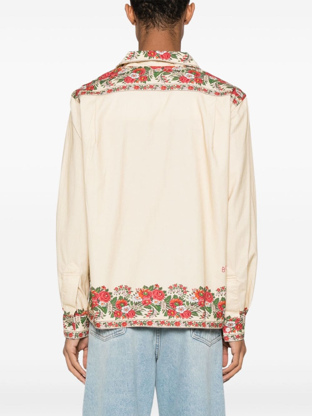 Shop Bode Floral-print Cotton Shirt In Neutrals