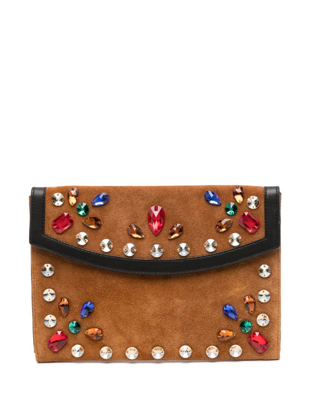 Bode Gem Venue Suede Clutch Bag In Brown & Black