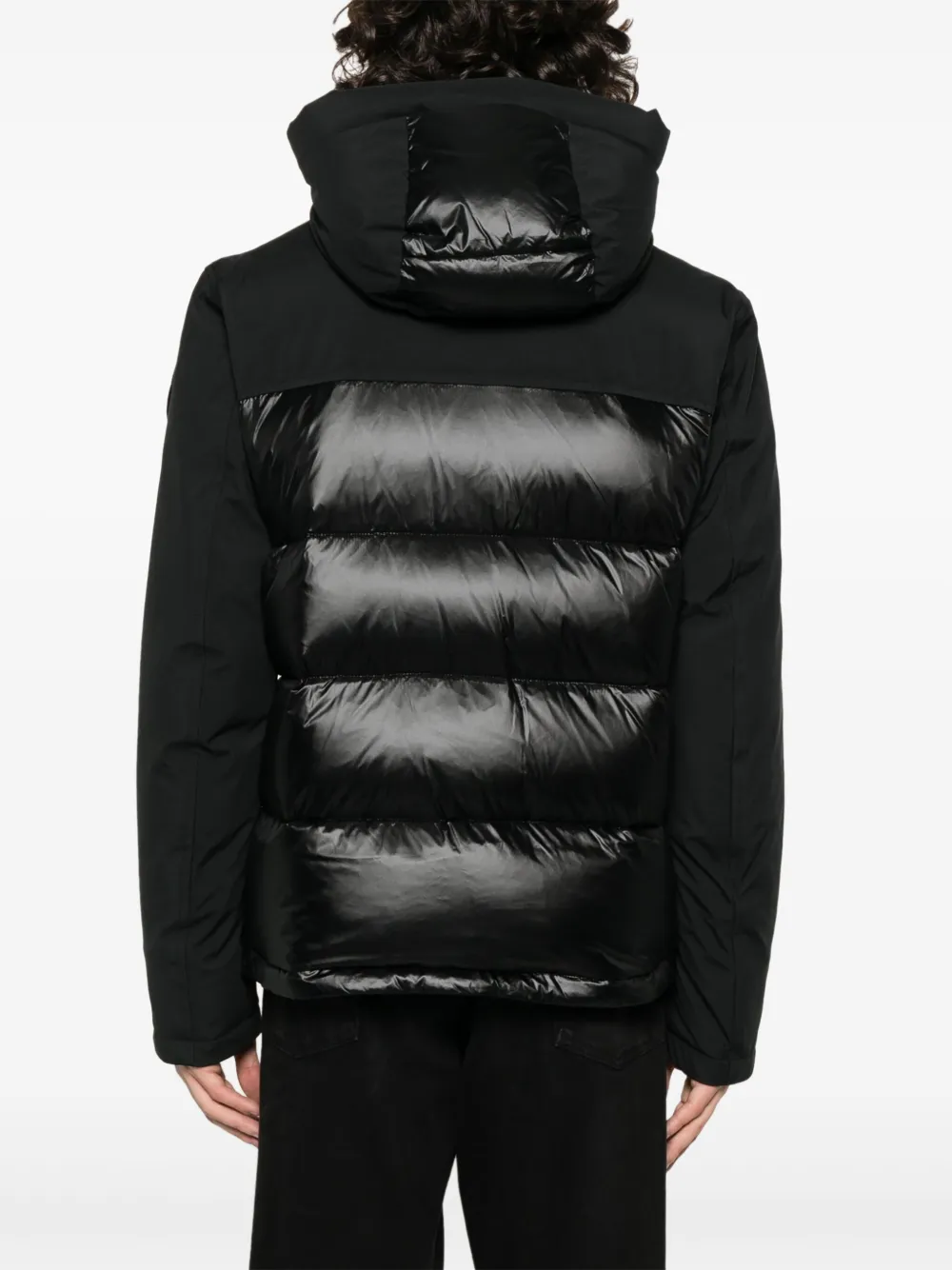 Blauer Gewatteerd jack met logo applicatie Zwart