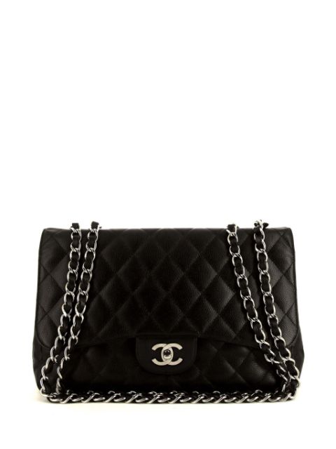 CHANEL 2007 jumbo Timeless shoulder bag in black quilted grained leather Women