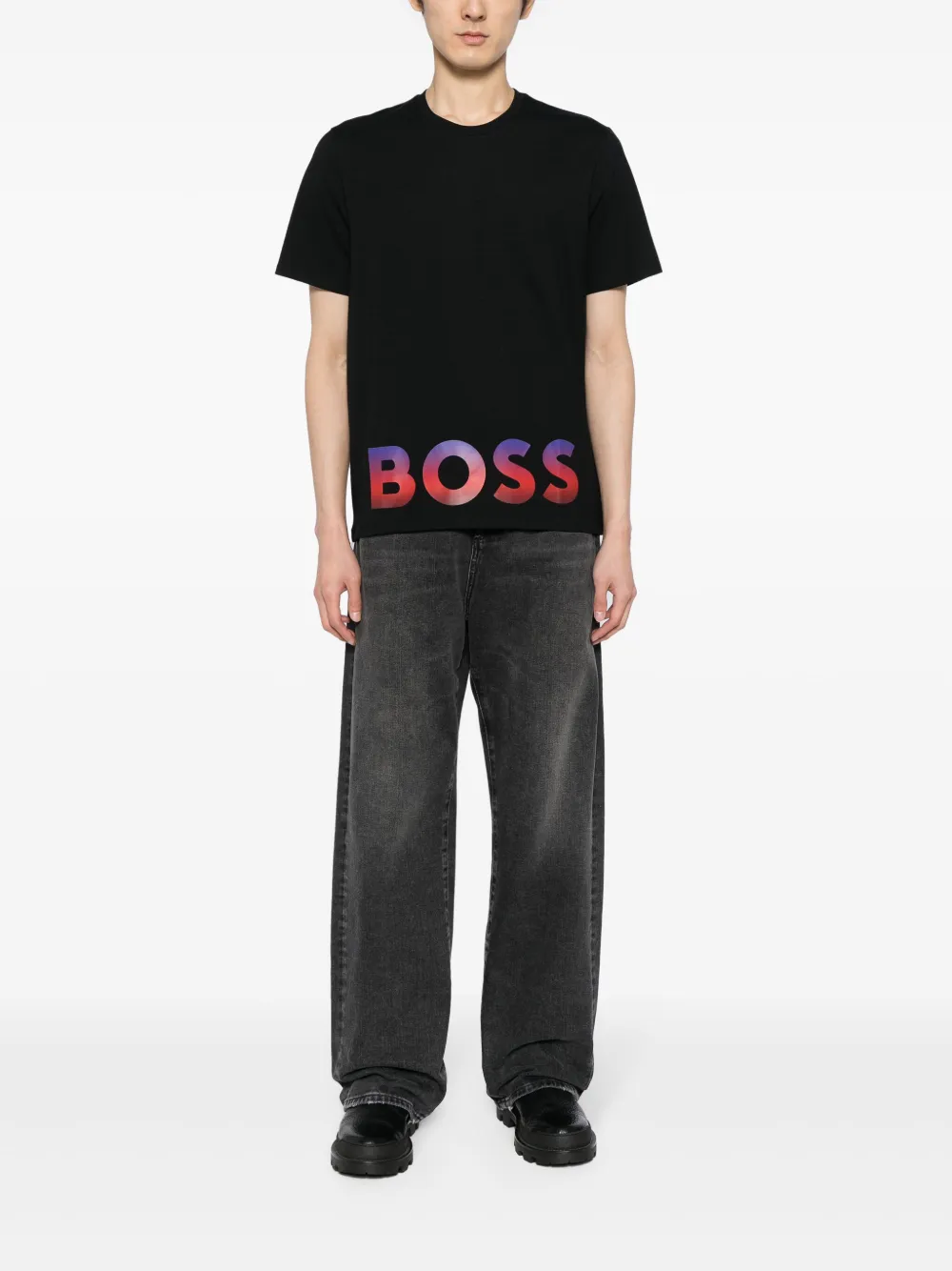BOSS Katoenen T-shirt met logo - Zwart