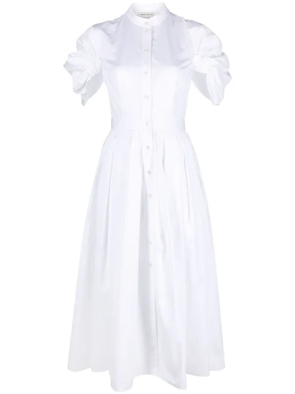 Alexander McQueen Ruched Cotton Shirtdress White FARFETCH AO