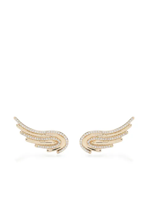 Adina Reyter aretes Large Flight Wings en oro amarillo de 14kt con diamante