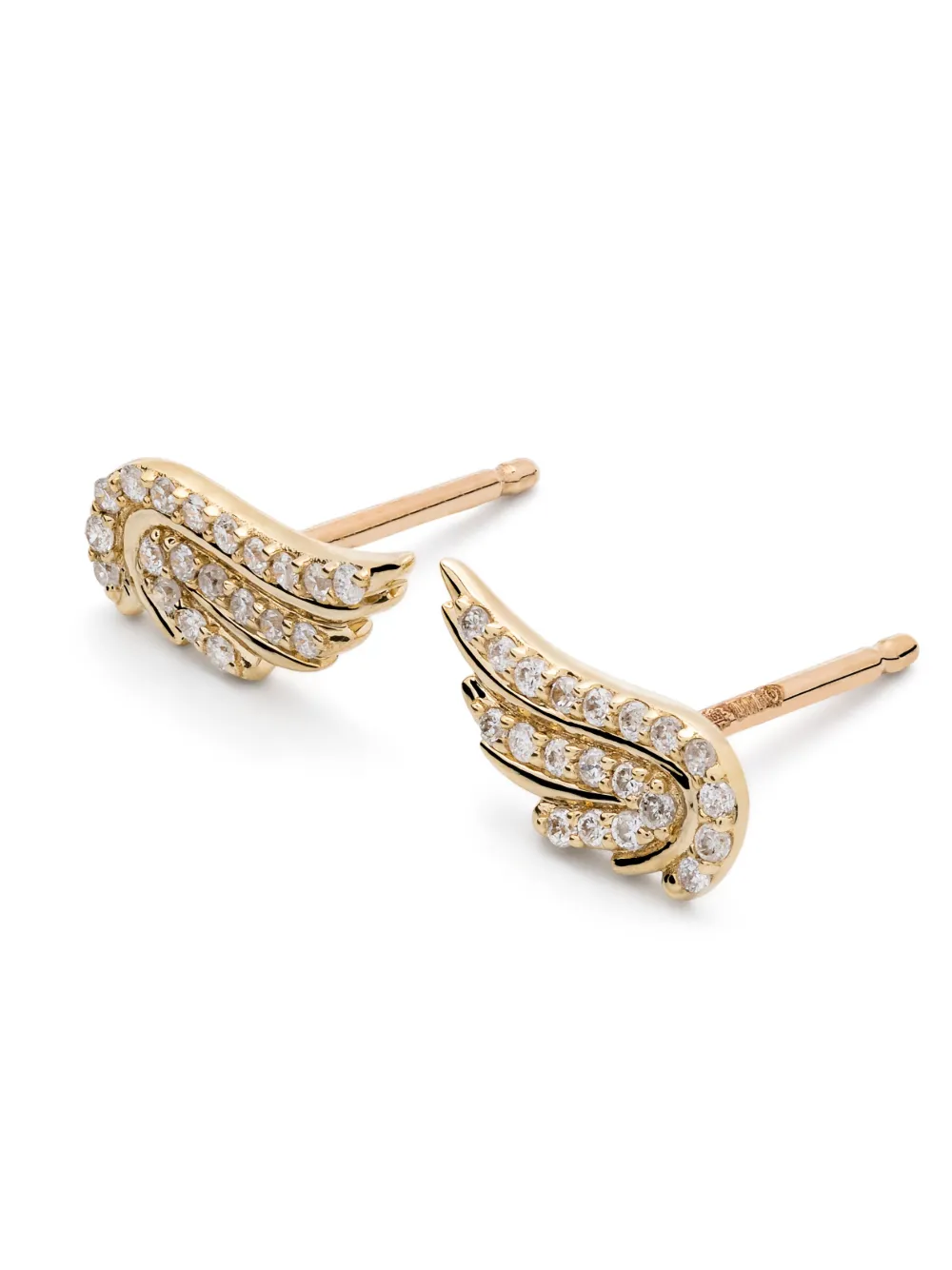 Shop Adina Reyter 14kt Yellow Gold Wing Diamond Stud Earrings