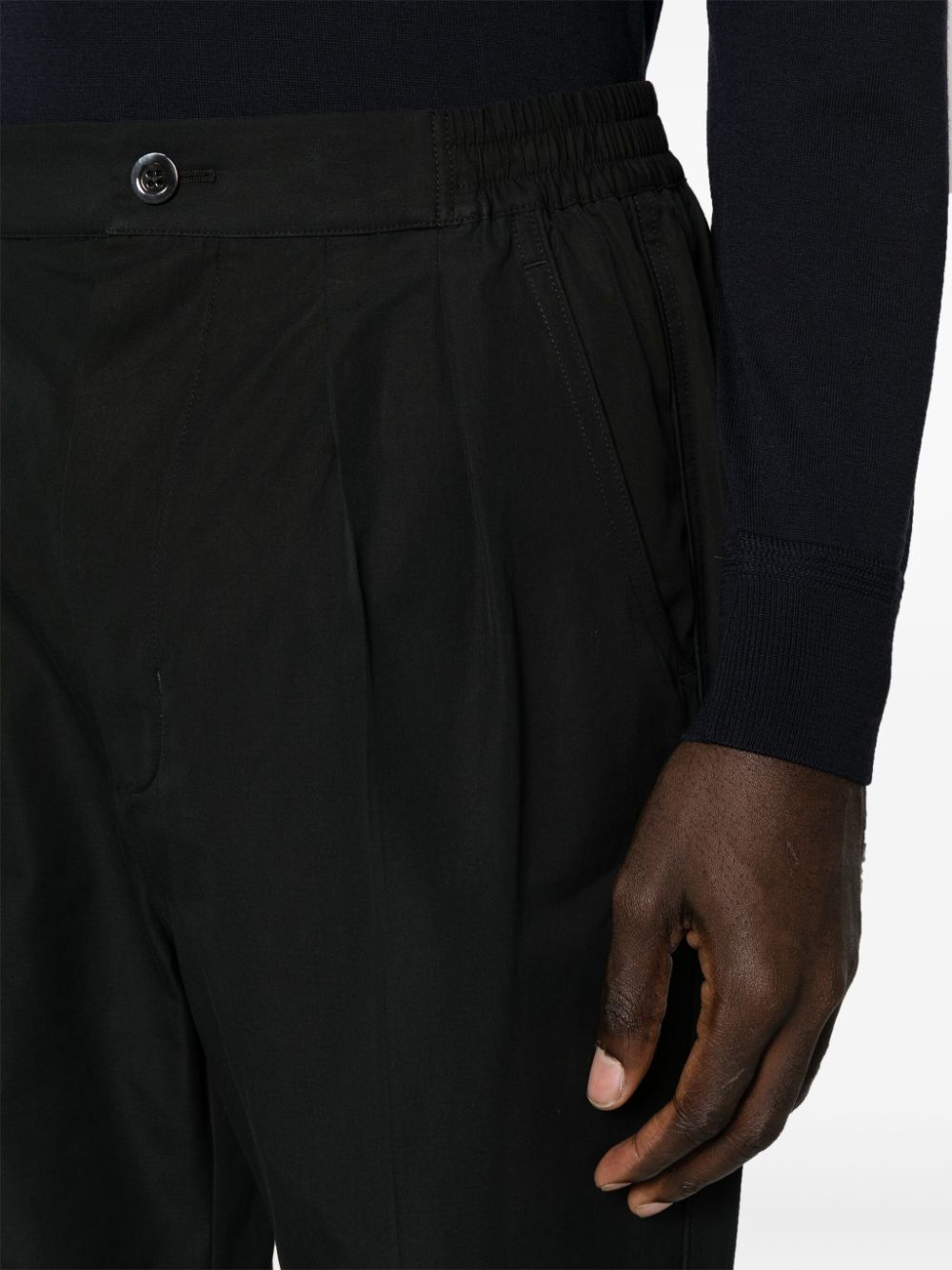 Shop Tom Ford Tapered-leg Cotton-blend Trousers In Black