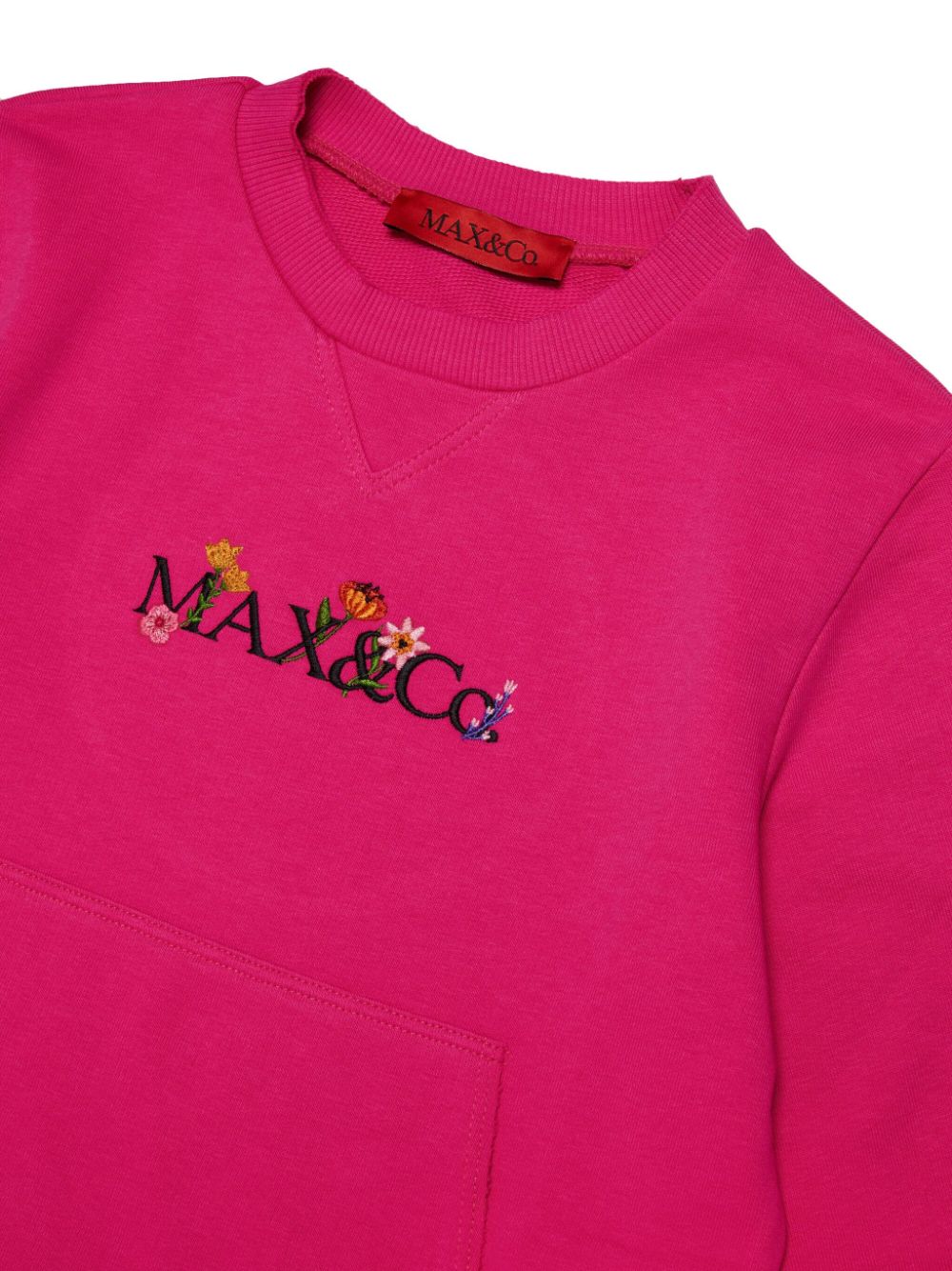Shop Max & Co Logo-embroidered Cotton Sweatshirt In 粉色