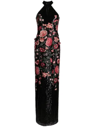 Marchesa notte long floral dress hotsell