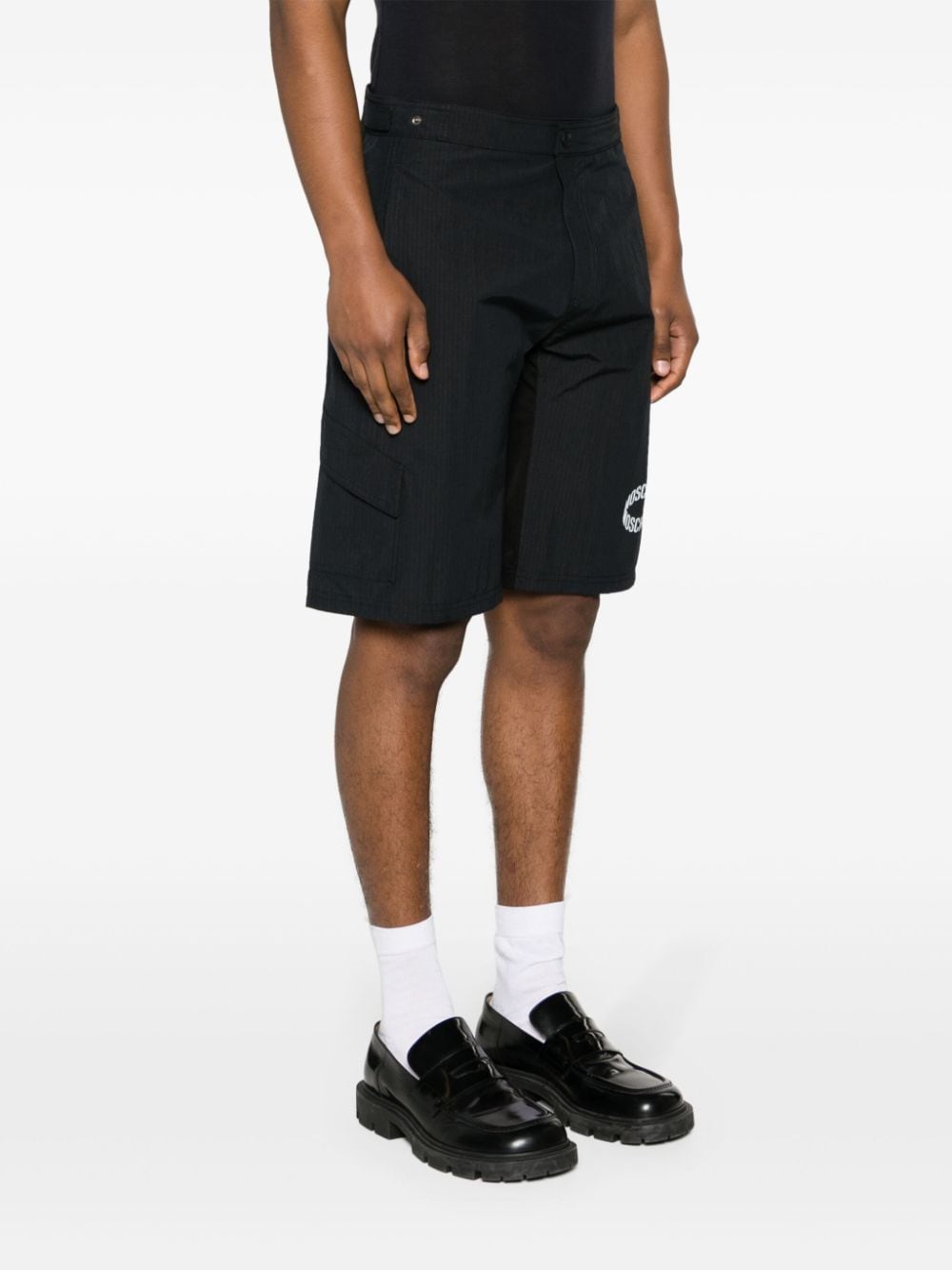Shop Moschino Logo-print Ripstop Shorts In Black