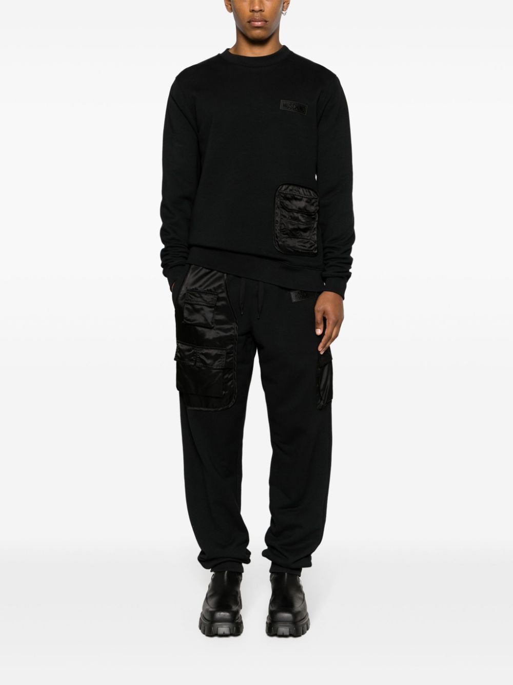 Shop Moschino Cargo Cotton Sweatshirt In Black