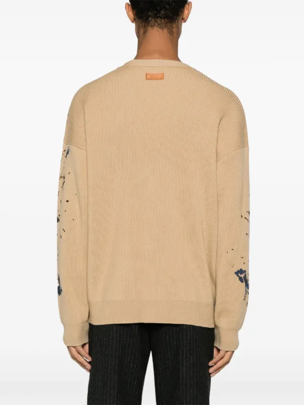 Moschino paint-splatter Wool Cardigan | Brown | FARFETCH