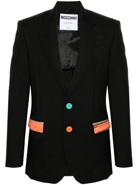 Moschino contrasting-details virgin wool blazer