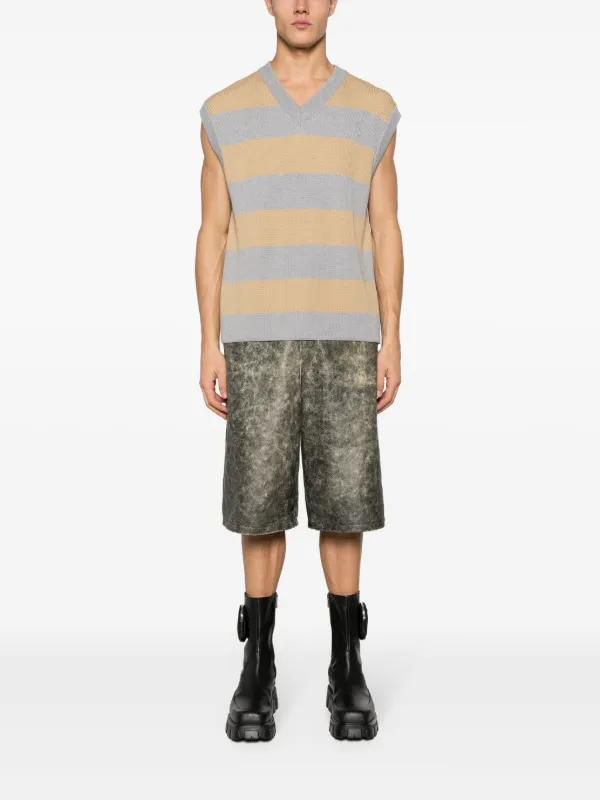 Moschino logo-patch Striped virgin-wool Vest | Grey
