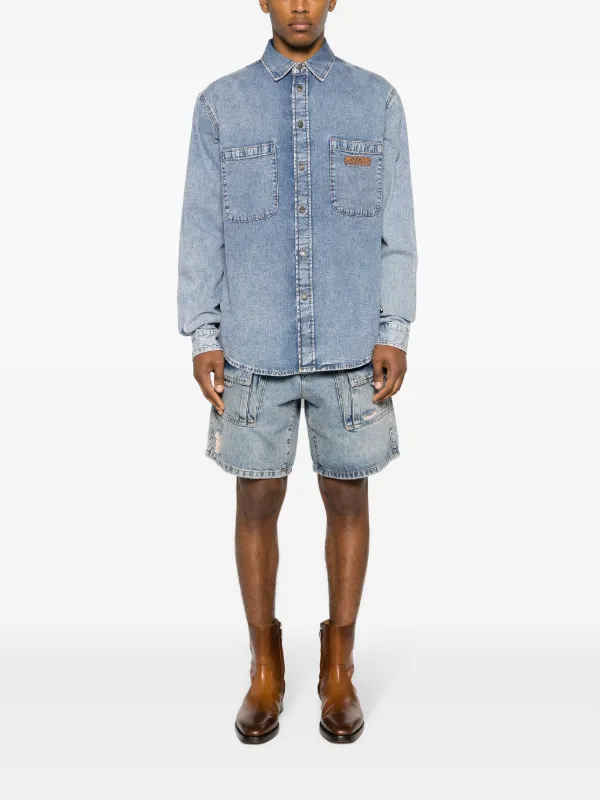 Moschino Ripped Cargo Denim Shorts | Blue | FARFETCH