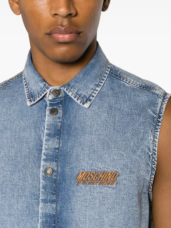 Embroidered denim shirt clearance mens