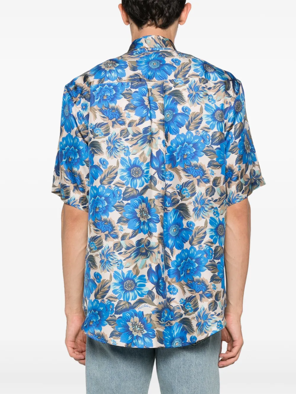 Moschino Zijden overhemd met bloemenprint Blauw