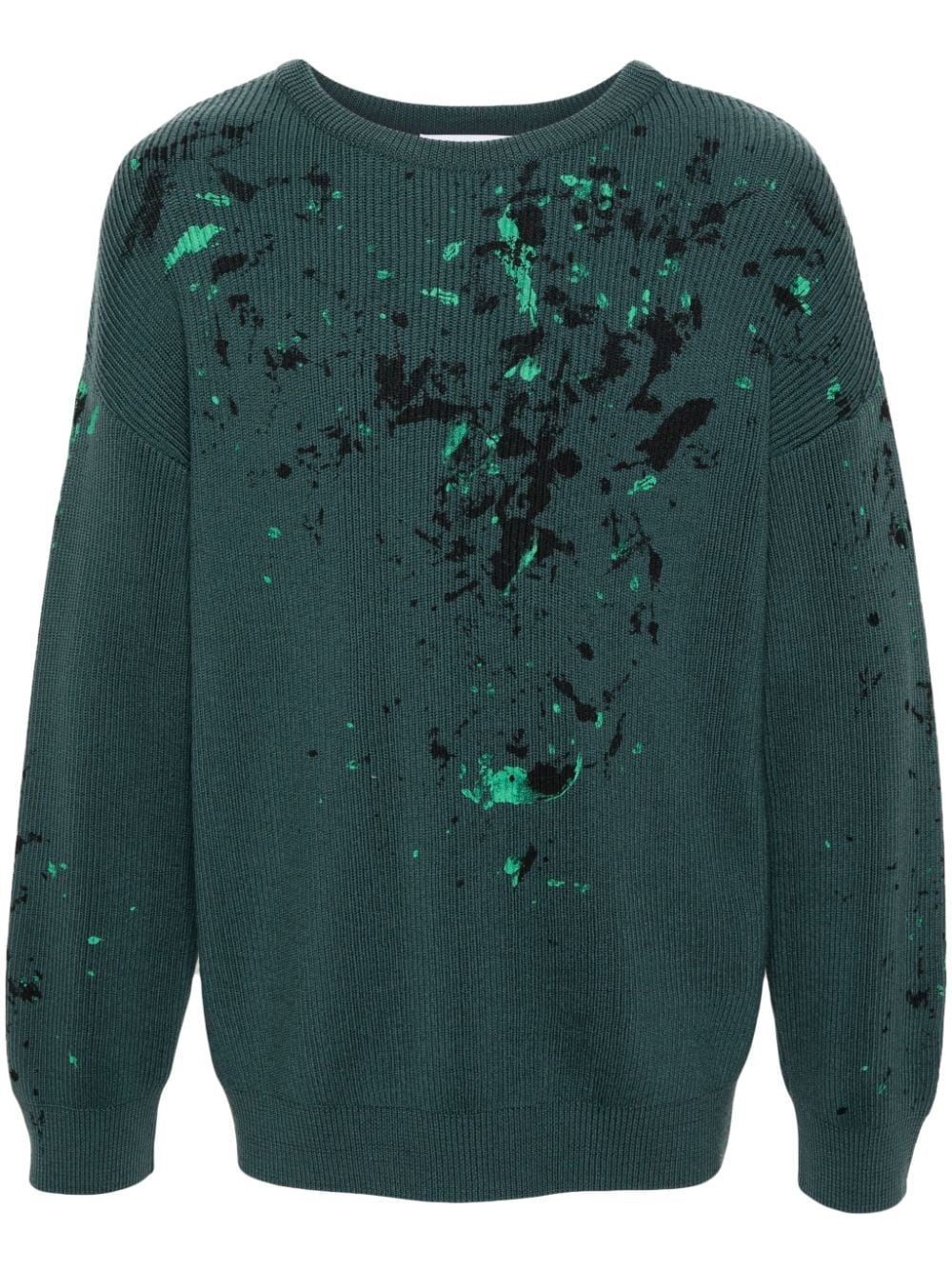 Moschino paint-splatter virgin wool jumper - Verde