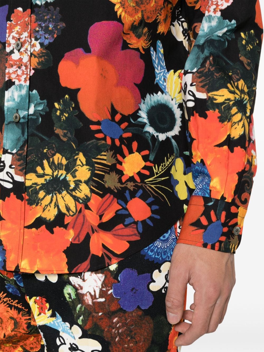 Moschino Katoenen overhemd met bloemenprint Zwart
