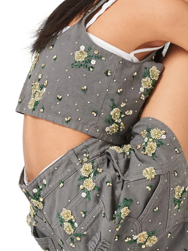 Miu Miu floral-embellished Bermuda Shorts Grey FARFETCH BE